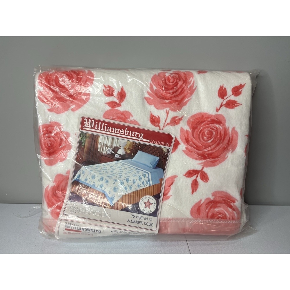 Vtg Beacon Williamsburg Collection Slumber‎ Rose 72"x90"